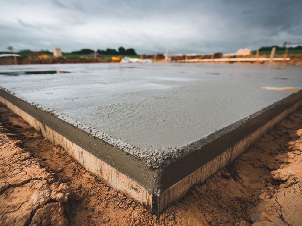 Nowo wylany beton w wykopie