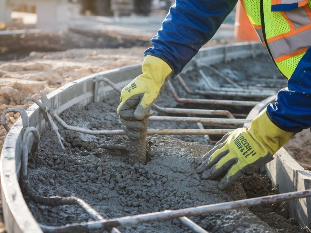 Praca przy suchym betonie pod krawężniki
