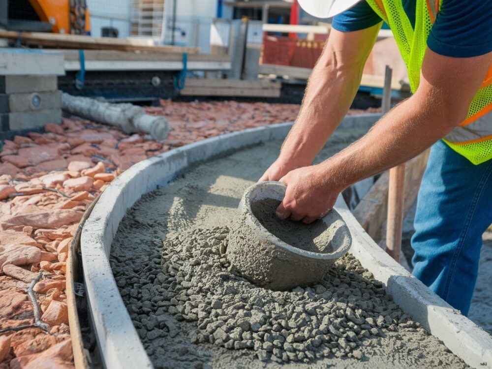 Suchy beton gotowy do układania krawężników
