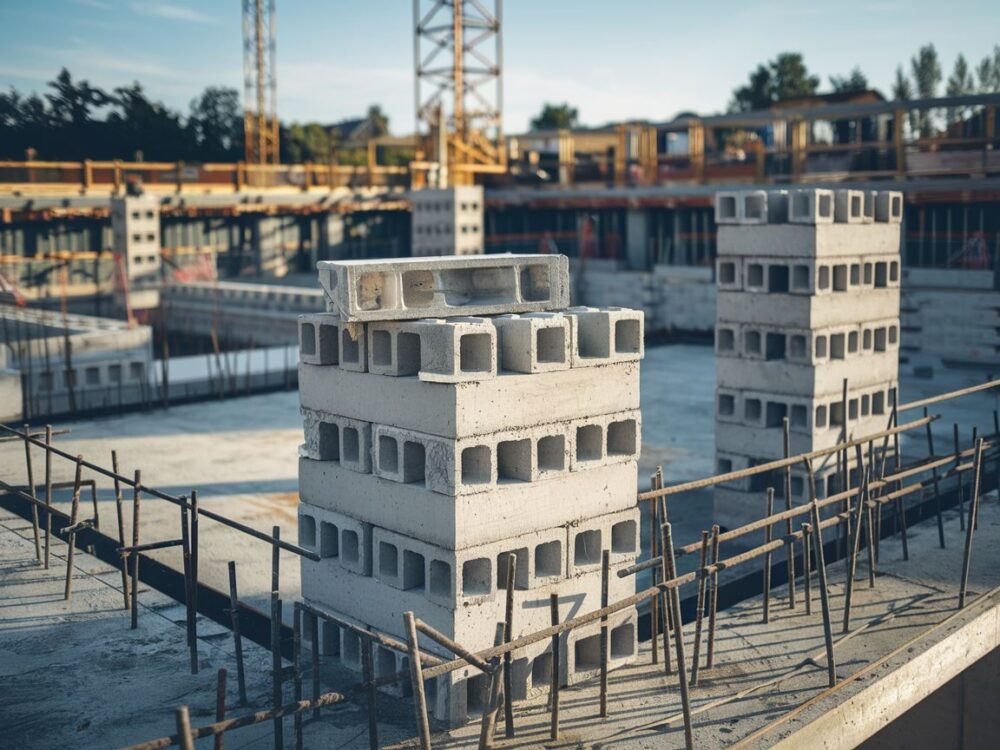 Układanie bloczków na fundament domu