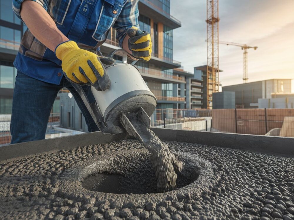 Zbliżenie na strukturę betonu wodoszczelnego